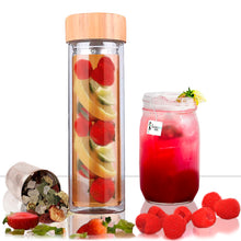 Load image into Gallery viewer, 3 in 1 Glass and Bamboo Infuser Tea Bottle
