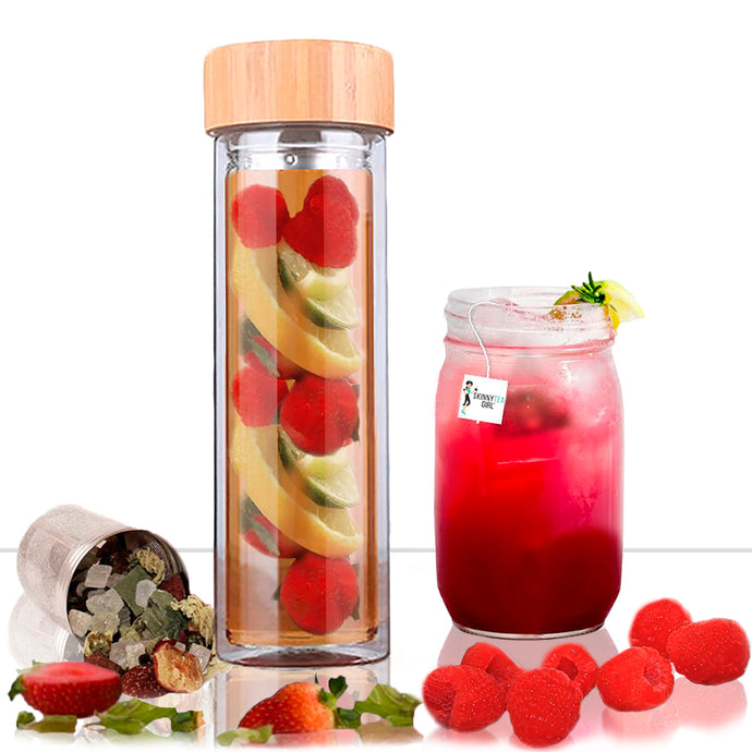3 in 1 Glass and Bamboo Infuser Tea Bottle
